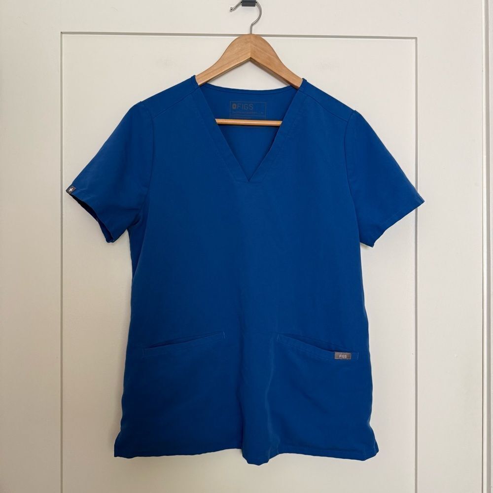 Figs Scrubs Top Casma Three-Pocket Womens Sz M Blue Medical Nurse PO1801